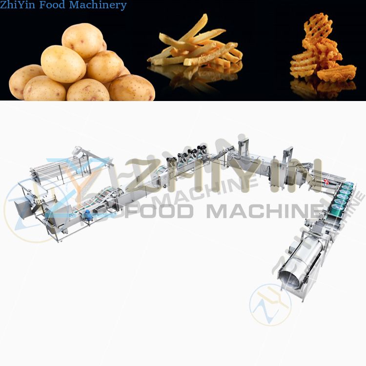 Industrial Continuous Potato Chip Fryer Quick-frozen French Fries Production Line Customized 100-5000kg/hour Potato Chips Making Line